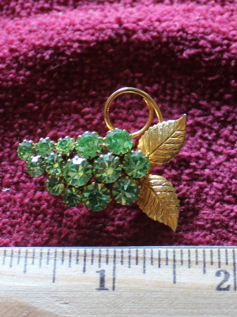 Sparky Vintage Early Mid-Century Glass Grapes on the Vine Brooches
